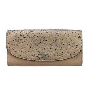 Coach Gold Glitter And Stars Slim Envelope Leather Wallet Large F38692